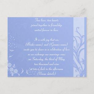 Blue wedding invitation postcard