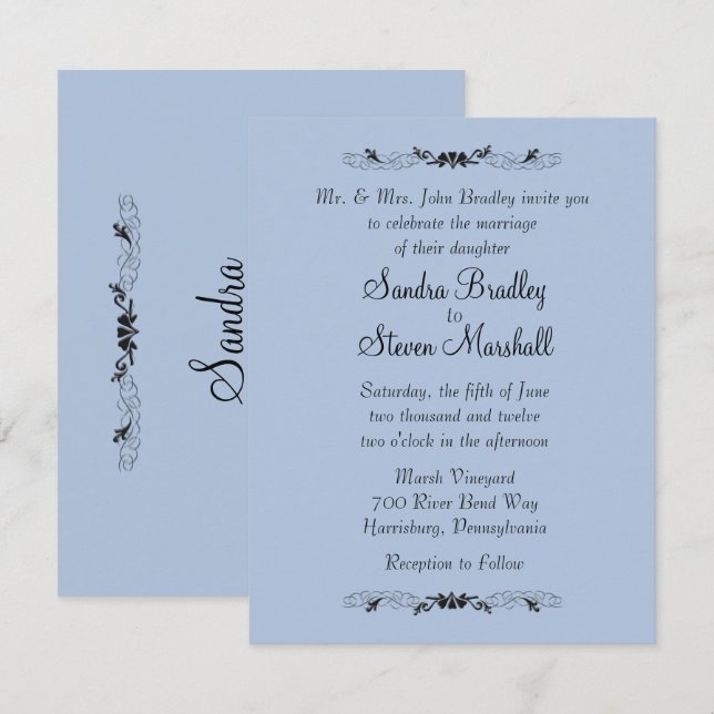 Blue Wedding Invitations (Front/Back)