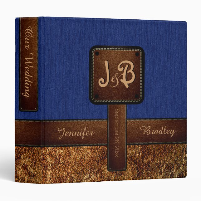 Blue Wedding Leather Look Binder (Front/Spine)