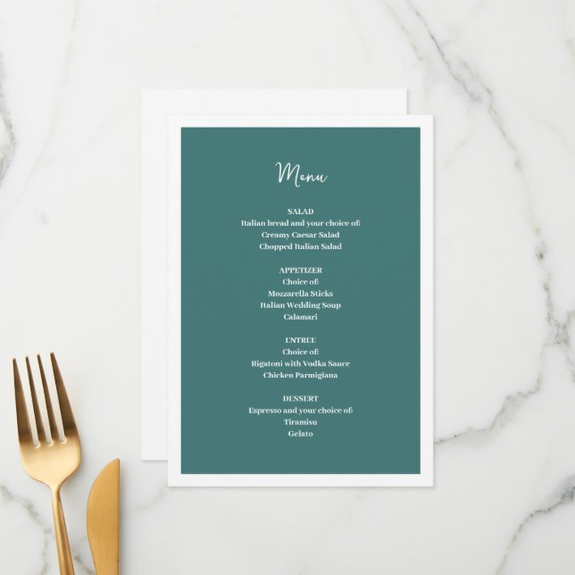 Blue Wedding Menu (Front/Back In Situ)