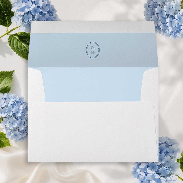 Blue Wedding Monogram Invitation Envelope  (Creator Uploaded)