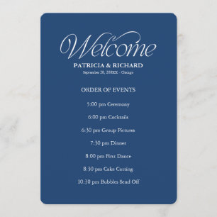 Blue Wedding Order of Events Timeline Schedule Program