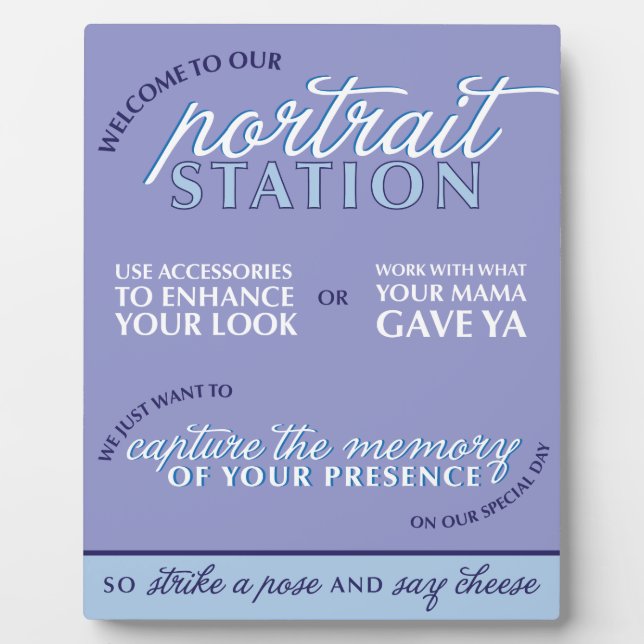 Blue Wedding Photo Booth Sign Plaque (Front)