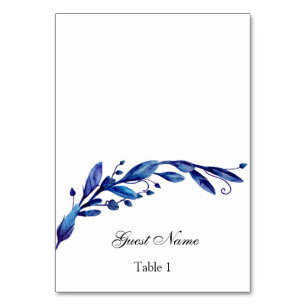 Blue wedding place card. Winter seating card