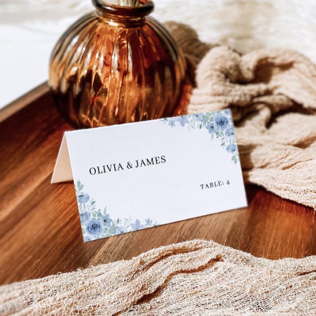 Blue Wedding Place Cards Template (Blue Wedding Place Cards Template)