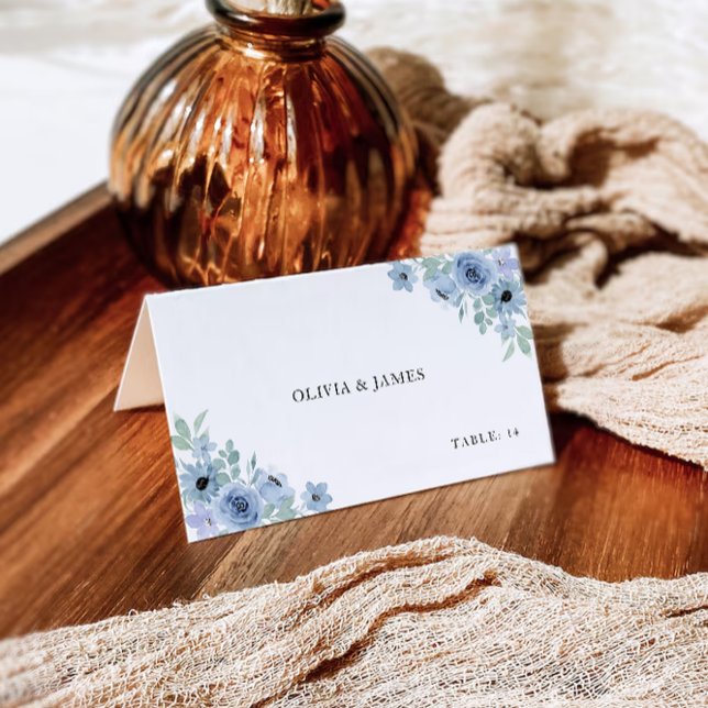 Blue Wedding Place Cards Template (Blue Wedding Place Cards Template)