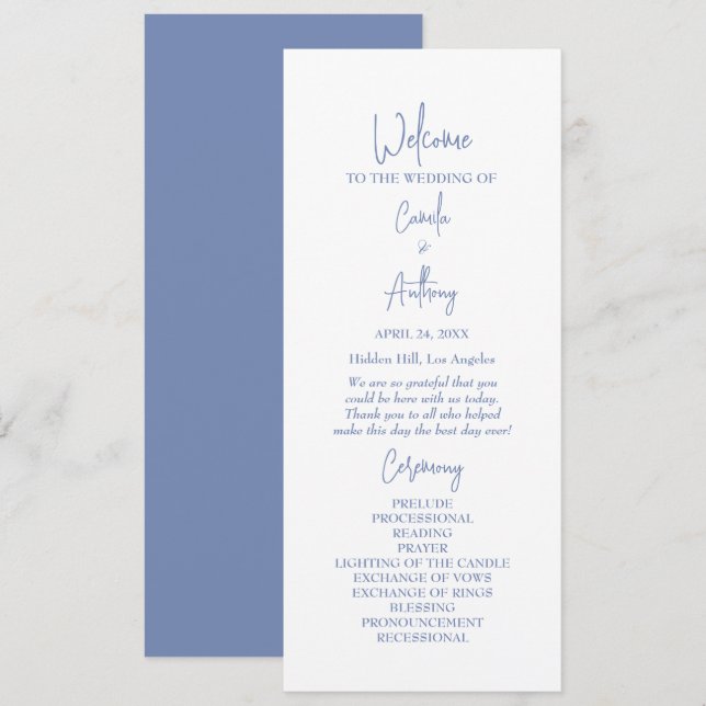 Blue Wedding Program (Front/Back)