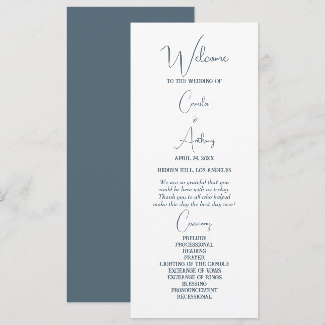 Blue Wedding Program (Front/Back)