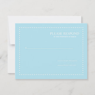 Blue Wedding Response Card with Pearl Border