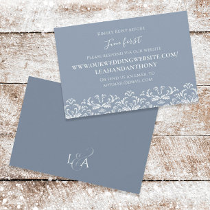 Blue Wedding RSVP Elegant Pattern Custom Card