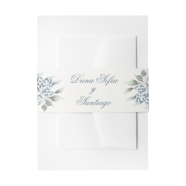 Blue Wedding Spanish Invitation Belly Band (Front Example)