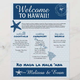 Blue Wedding Starfish Welcome Letter for Hawaii