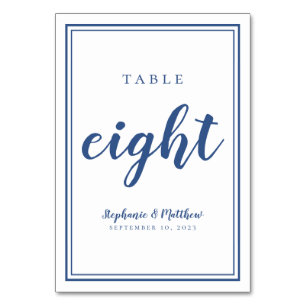 Blue Wedding Table Eight Modern Minimalist Simple Table Number
