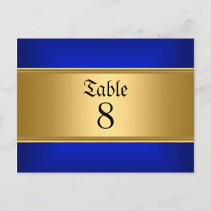 Blue Wedding table Numbers Royal Blue Postcard