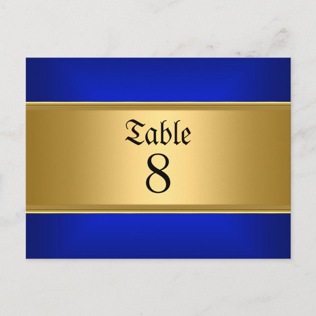 Blue Wedding table Numbers Royal Blue Postcard (Front)