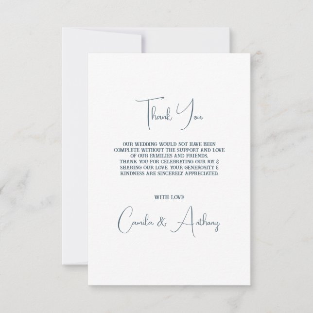 Blue Wedding Thank You Card (Front)