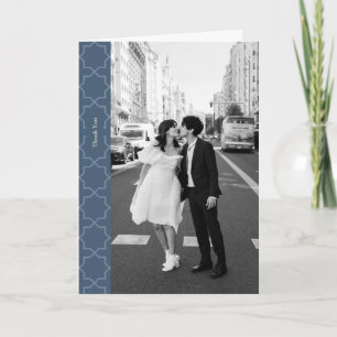 Blue Wedding with Latticework Pattern Card