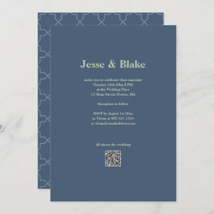 Blue wedding with Latticework Pattern Invitation