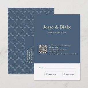 Blue Wedding with Latticework Pattern RSVP Card