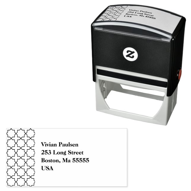 Blue Wedding with Latticework Pattern Self-inking Stamp (In Situ)