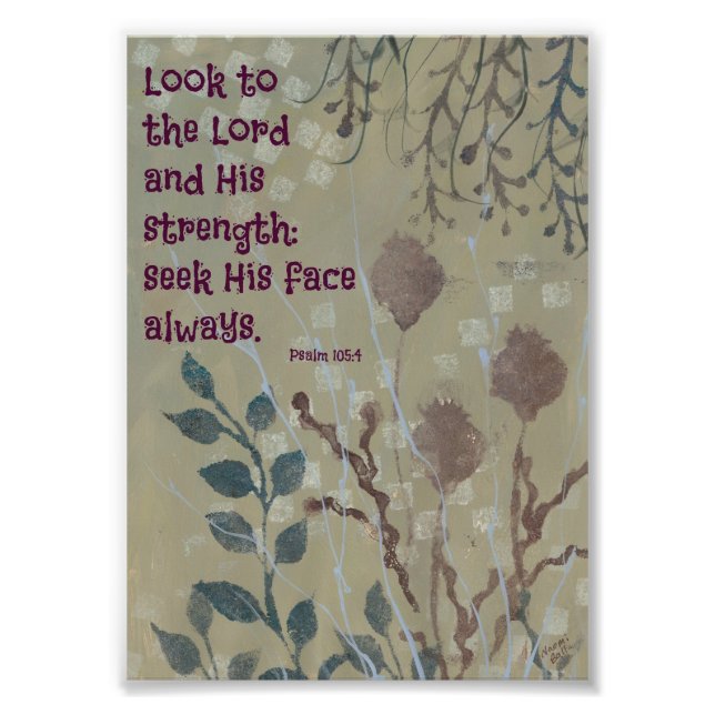 Blue Weeds with a Bible Verse Photo Print (Front)