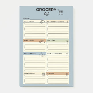 Blue Weekly Grocery List - Post-it Notes