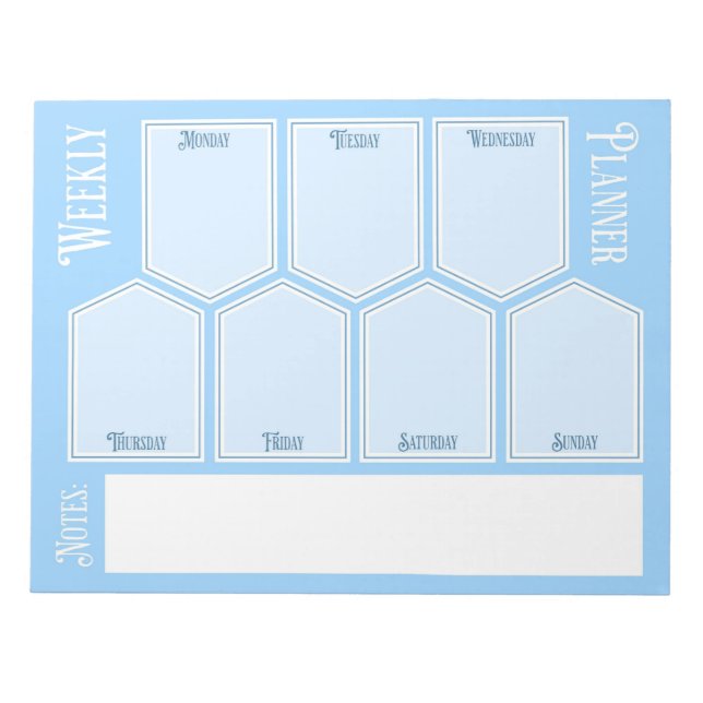 Blue Weekly Planner Horizontal Sheets Notepad (Front)