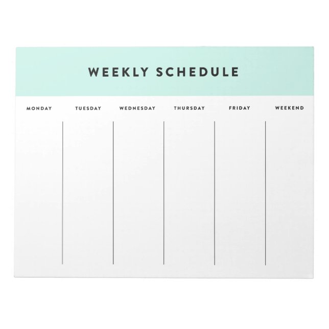 Blue Weekly Schedule Notepad (Front)
