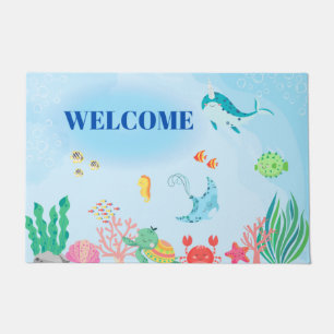 BLUE WELCOME OCEAN DOORMAT