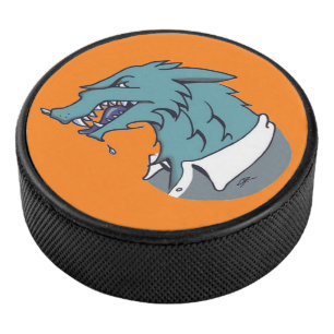 Blue Werewolf orange hockey puck