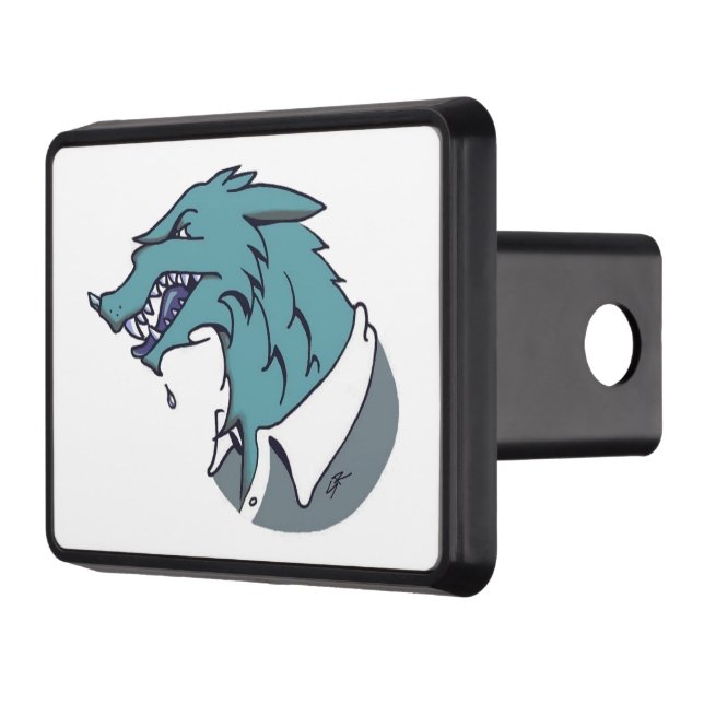 Blue Werewolf white hitch cover receiver (Left)