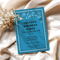 Blue Western Bandana Print Birthday Party