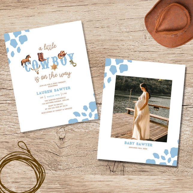 Blue Western Cowboy Boy Baby Shower Invitation (Creator Uploaded)
