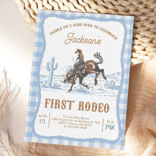 Blue Western Cowboy First Rodeo Invitation 