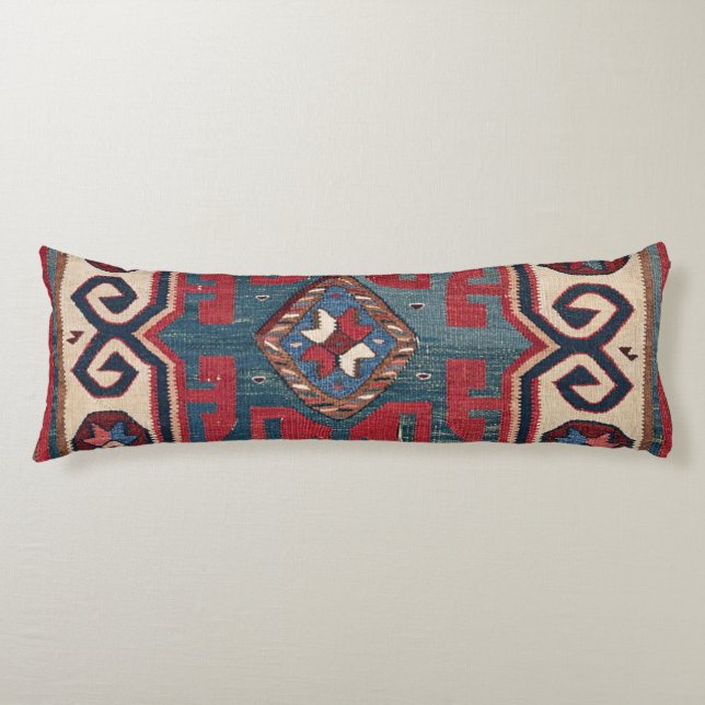 Blue Western Santa Fe Cowboy Style Ornate  Body Pillow (Front)
