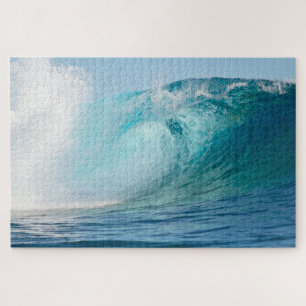 Blue wet Pacific ocean big wave break Jigsaw Puzzle