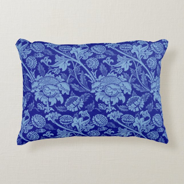 Blue Wey by William Morris Accent Pillow (Front)