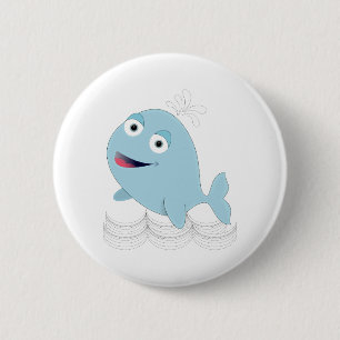 Blue Whale 2 Inch Round Button