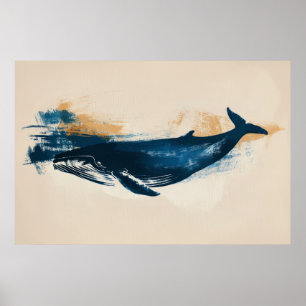 Blue Whale abstract drawing  Poster