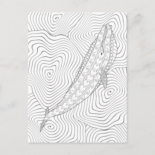 Blue Whale Adult Colouring Postcard (Front)