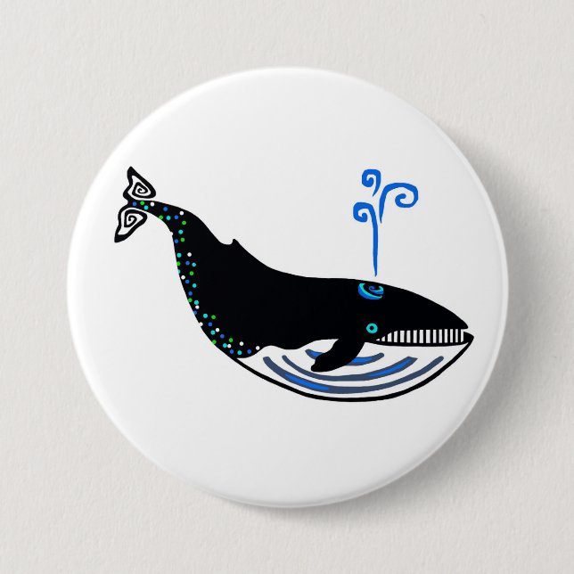  Blue WHALE- Animal activist -Wildlife - Nature - 3 Inch Round Button (Front)