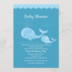Blue Whale Baby Shower Invitation