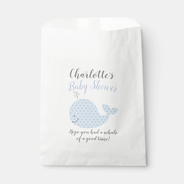 Blue Whale Baby Shower Party Favour Bags (Front)