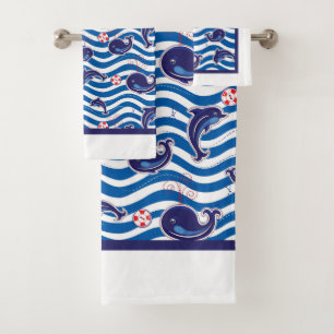 Blue Whale Bath Towel Set