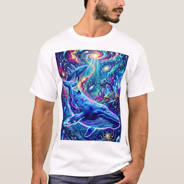 Blue Whale Celestial Symphony: The Cosmic Abyss T-Shirt (Front)