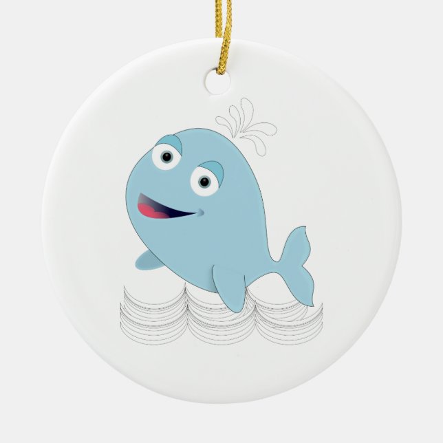 Blue Whale Ceramic Ornament (Front)