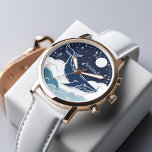 Blue Whale Dream Customized Watch<br><div class="desc">Whimsical illustration of a blue whale floating above the clouds under a blue sky.</div>