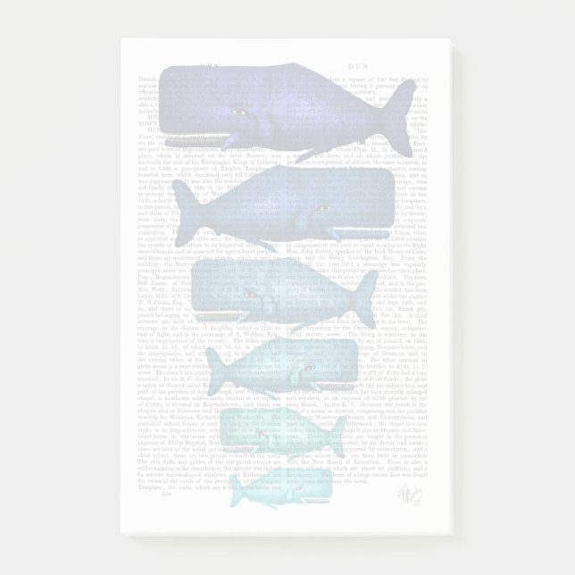 Blue Whale Family Post-it Notes (Front)