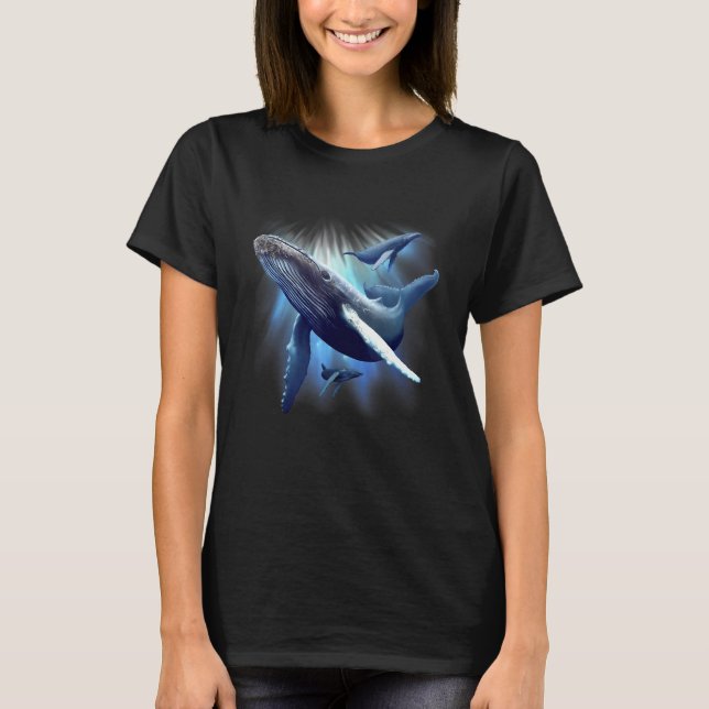Blue Whale Humpback Marine Sea Animal Ocean Save W T-Shirt (Front)