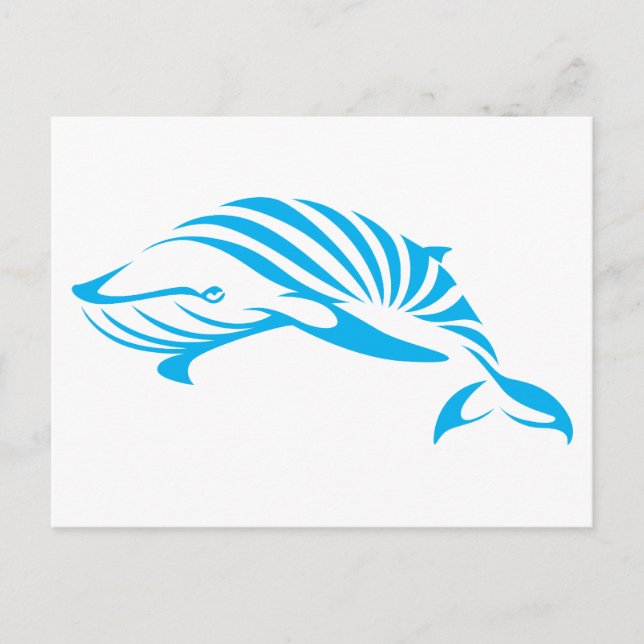 Blue Whale in Swish Drawing Style Postcard (Front)